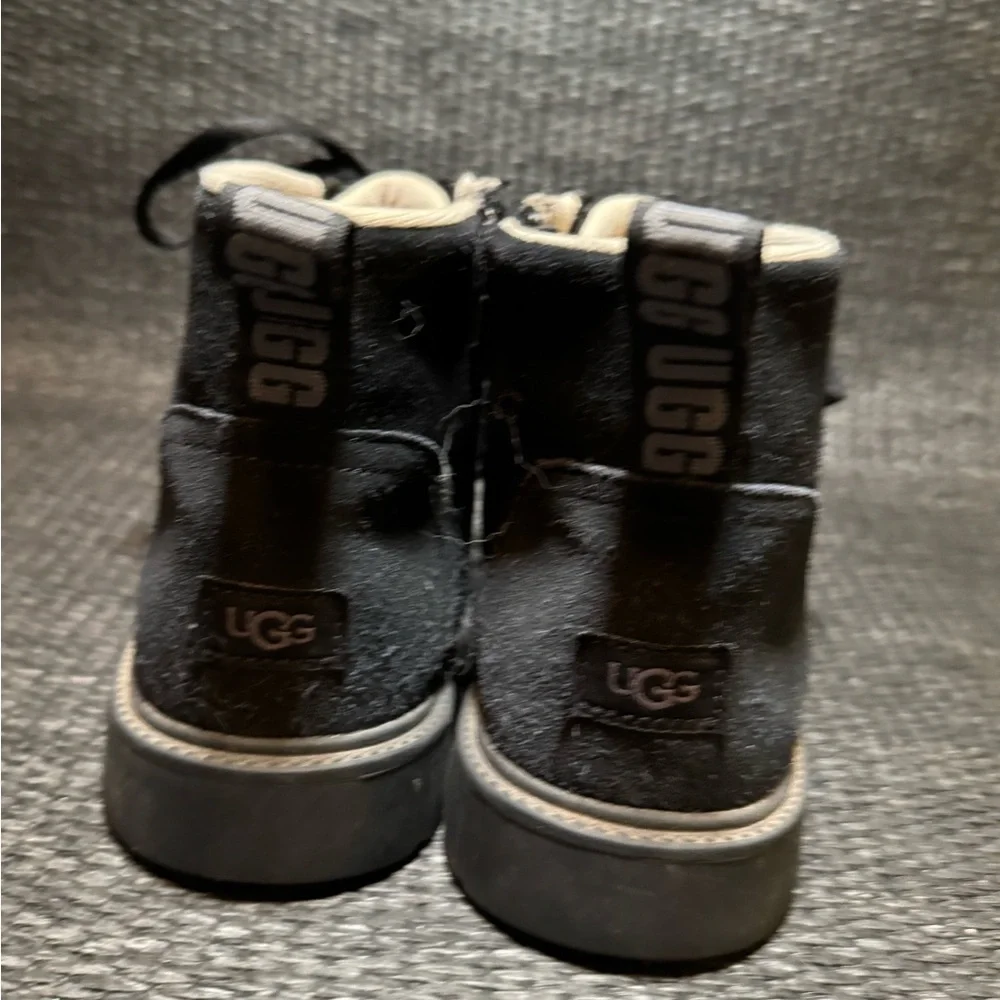 UGG Kids Black Suede Lace-Up Boots